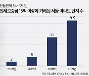 국민평형도 '초고가'..34평 전셋값 15억 서울아파트 3년새 3곳→53곳