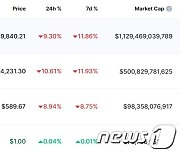 '차익 실현' 비트코인 10% 가까이 폭락..암호화폐 일제 급락(종합)