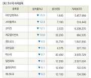 [fnRASSI]장마감, 코스닥 하락 종목(아우딘퓨쳐스 -15.9% ↓)