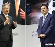 국가 미래비전 발표하는 이재명·윤석열