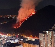 부산 북구 덕천동 야산서 불..진화 작업 중