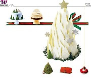 케이크 위에 펼친 동화 속 산타마을