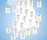 [날씨]내일(15일) 중부지방 낮까지 비·눈..초미세먼지 '나쁨'