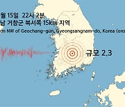 경남 거창군 부근 지역에서 규모 2.3 지진