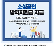 중기부, 소상공인방역지원금 12월 27일부터 지급 개시