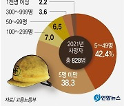 [그래픽] 산재 사망자 사업장 규모별 비중''