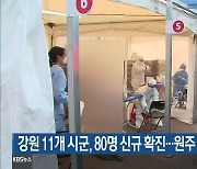 강원 11개 시군, 80명 신규 확진..원주 28명 최다