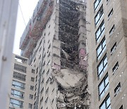 12개층 외벽 '와르르' 광주 신축 아파트 공사장 추가 붕괴 우려