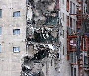 [영상] "33층서 구조물 휩쓸려 29층까지 추락"  부상자 증언..실종자 수색 중단(종합)