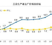 중국 12월 생산자물가 10.3% 상승..전월보다 둔화