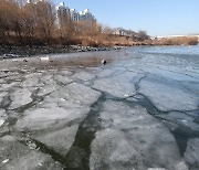 한파에 얼어버린 한강
