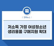 저소득 가정 여성청소년 생리용품 구매지원 확대