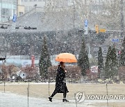 굵은 눈발 날리는 서울광장