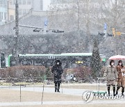 굵은 눈발 날리는 서울광장