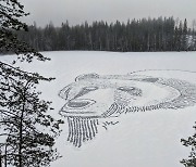 "또 나타났다!" 핀란드 눈 덮인 호수, 여우 그림의 정체