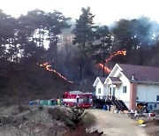 강원 양양 주택가 인근서 산불..30분 만에 진화(종합)