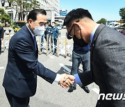 용산 국방부 청사 찾은 박홍근 더불어민주당 원내대표