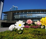 장미·동백 '자이언트 플라워' 부산역 광장 수놓는다