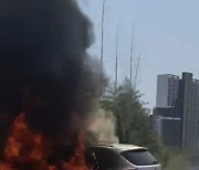 국도 달리던 BMW 차량 화재..인명피해는 없어
