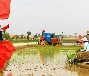 협동농장서 경제선동활동을 펼치는 북한 선동대