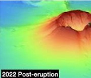 극지연구소, 통가 화산폭발 이후 모습 담긴 '3D 지형도' 공개