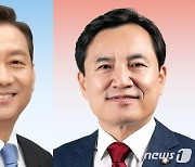 "내가 초대 강원특별도지사"..이광재-김진태 전략지서 사전투표(종합)