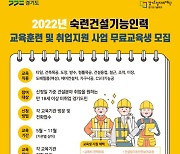 경기도일자리재단, 숙련건설기능인력 교육생 1800명 모집