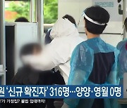 오늘, 강원 '신규 확진자' 316명..양양·영월 0명