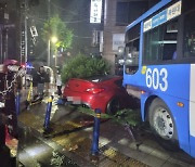 대전서 음주운전 승용차와 시내버스 충돌.. 3명 부상
