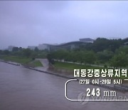 北 평양 도심 보통강 일대 집중호우로 인도까지 물 차올라