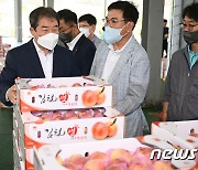 취임 첫날 농산물도매시장 방문한 김충섭 김천시
