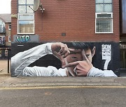 Son Heung-min mural painted on Tottenham building