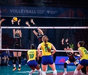 여자배구, VNL 브라질에 0-3 완패..10연패로 최하위 확정(종합)