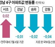 "강남 너마저" 4개월 만에 하락..서울 아파트값 6주 연속 내림세
