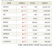 [fnRASSI]장마감, 거래소 상승 종목(KR모터스 11.8% ↑)