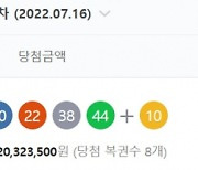 로또 1등 당첨자 8명.. 당첨금 각 '30억2032만원'