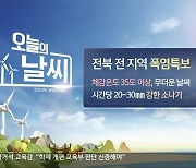 [날씨] 전북 전 지역 '폭염특보'..일부지역 20~30mm 강한 소나기