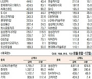 [데이터로 본 증시]주간 코스피 기관·외국인·개인 순매수·도 상위종목 (8월 8일~12일)