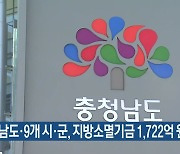 충남도·9개 시·군, 지방소멸기금 1,722억 원 확보