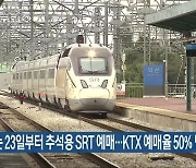 오는 23일부터 추석용 SRT 예매..KTX 예매율 50% 넘어