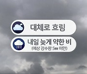 [날씨] 충북 대체로 흐림..내일 늦게 약한 '비'