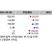 [표]증시주변 자금동향 (9/5)