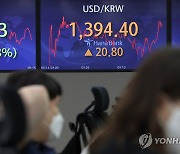 환율 금융위기 후 첫 1,390원 돌파..장중 1,395.5원까지 치솟아(종합)