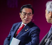 성 김과 미국의 북핵 정책 대한 토론하는 태영호 의원