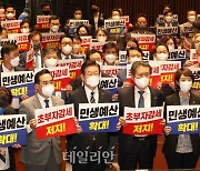 '초부자감세 저지', '민생예산 확대' 손피켓 든 더불어민주당 의원들