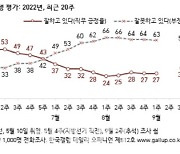 尹대통령 지지율 다시 20%대..한 주만에 5%p 급락[한국갤럽]