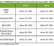 낸드 한파, 예상보다 춥다..4분기 가격 최대 20% 떨어진다