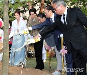 강수연 나무 심다..부산국제영화제 지주 추모