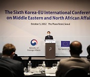 제6차 한-EU 중동문제 국제회의서 환영사 하는 최영삼 외교부 차관보