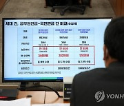 공무원연금과 국민연금 간 비교표 보는 김태현 국민연금공단 이사장